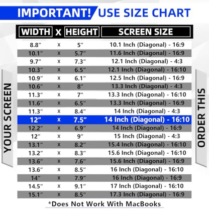 ZOEGAA 4-way 360° Laptop Privacy Screen 14 inch 16:10 Aspect Ratio. | Screen Size is 12 in Wide and 7.5 in High; Removable; Compatible With HP Dell Lenovo Samsung Thinkpad; - size: 14 in 16:10