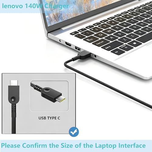 140W USB C Charger Compatible with Lenovo IdeaPad Pro 5 7 Legion Pro 5 5i 7 7i Yoga Pro 7 9i Y9000P R9000P Y7000P R7000P ThinkPad Z16 T16 ADL140YDC3A ADL135YSDC3A AC Adapter Power Supply