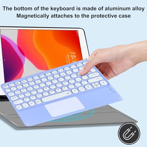 Thanice Wireless Keyboard with Touchpad,Ultra-Slim Portable Rechargeable Bluetooth Keyboard,Ipad Keyboard with Trackpad for OS Android Windows Devices(Purple) - color: purple