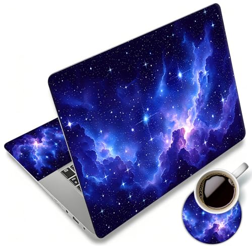 Laptop Skin Sticker Decal 12"-15.6" Universal Laptop/Notebook/Netbook Vinyl - Waterproof Scratch Resistant,Fits HP Dell Lenovo MacBook,2 Free Wrist Pads,Easy Apply & Remove,Blue Purple Galaxy - color: Blue Purple Galaxy