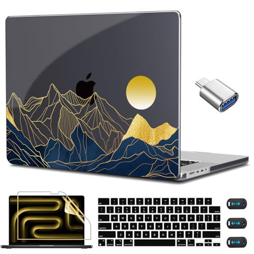 CISSOOK Compatible with MacBook Pro 14 inch Case 2026-2021 M5 M4 M3 M2 M1 | A3434 A3427 A3426 A3112 A3185 A3401 A2918 A2992, 5in1 Kit Hard Shell Case, Scratch Resistant, Mountain &Raised Sun - color: 14inch-Mountain & Raised Sun
