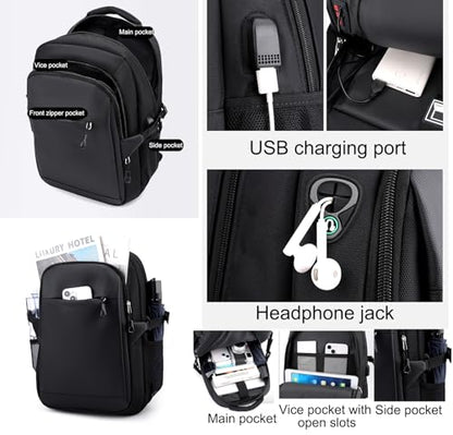 JiaYou Laptop Backpack for Men and Women 14 Inch Water Resistant Business Travel Daypack with USB Charging Port(Navy Blue,14 Liters) - color: Navy Blue