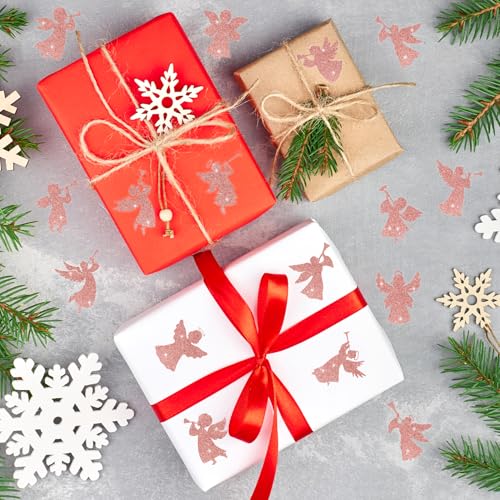 Christmas Foil Angel Stickers - 1000 Pcs Rose Gold Angel Waterproof Vinyl Reusable Laptop Stickers Coloring Book Scrapbook Water Bottle Page Activity Pad Birthday Party Favors Kids Skateboard - style: Christmas Rose Gold Angel