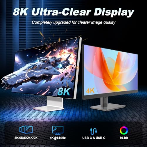 ZIKNYDO Long USB C to USB C Cable 16FT, Supports Up to 20Gbps Data Transfer, 240W Charging, 8K@30Hz, 4K@60Hz /144Hz Video Output, USBC Display Cord for Monitor, Laptop, MacBook Pro, iPad Pro (5m) - size: 16FT*1