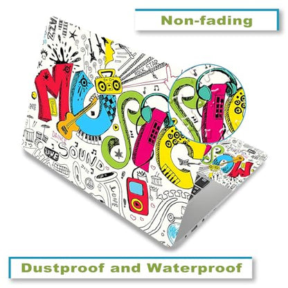 Laptop Decal Sticker Skin Cover, 12" 13.1" 13.3" 14" 15" 15.4" 15.6" Laptop Netbook Vinyl Art Skin Sticker Cover Notebook PC Protector (2 Wrist Pad Included), Removable Reusable, Creativity Music - color: Creativity Music