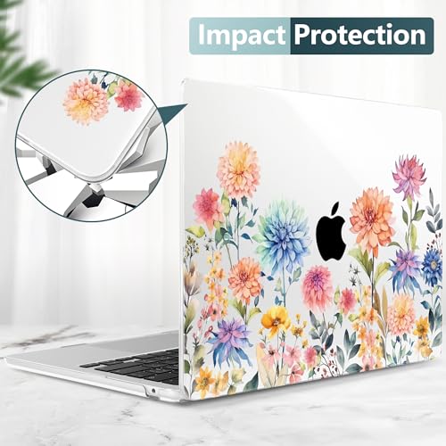 TWOLSKOO for MacBook Air 15 inch Case 2026 2025 2024 2023 Release M5 A3448 M4 A3241 M3 A3114 M2 A2941, Plastic Hard Shell & Screen Protector & Keyboard Cover & Trackpad Film, Beautiful Flowers - color: Beautiful Flowers D020