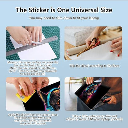 Universal Laptop Skin Sticker with 2 Wrist Pad Skins, Waterproof Scratch Resistant Vinyl Laptop Cover Decal, Cut to Fit for 11–15.6 Inch MacBook HP Dell Lenovo, Cool Cat with Glasses - color: Cool Cat with Glasses
