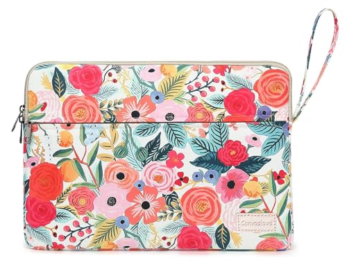 Laptop Sleeve Carrying Case Bag with Handle and Pocket for MacBook Air 13,iPad Pro 13 inch and 12.5 inch-13.5 inch Laptop Computer (Rose Garden) - color: Rose Garden With Strap, size: 12.5 inch-13.5 inch