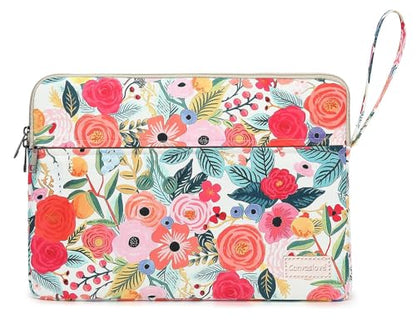 Laptop Sleeve Carrying Case Bag with Handle and Pocket for MacBook Air 13,iPad Pro 13 inch and 12.5 inch-13.5 inch Laptop Computer (Rose Garden) - color: Rose Garden With Strap, size: 12.5 inch-13.5 inch