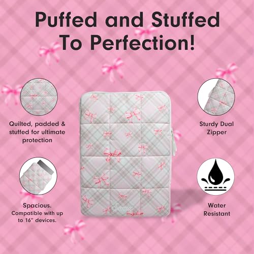 Sonix | Puffy Laptop Sleeve | 15-16 Inch, Quilted Pillow Puffer Laptop Carrying Case, Computer Sleeve | Clueless Pink - color: Clueless Pink