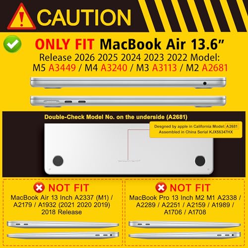 May Chen Case for MacBook Air 13/13.6-inch (M5/M4/M3/M2, 2022-2026 Models A3449 A3240 A3113 A2681), Lightweight | Closes Seamlessly | Ideal for Work Hard Shell Case, Chalk Pink - color: Chalk Pink