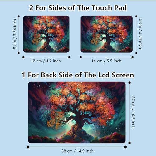 Universal Laptop Skin Sticker with 2 Wrist Pad Skins, Waterproof Scratch Resistant Vinyl Laptop Cover Decal, Cut to Fit for 11–15.6 Inch MacBook HP Dell Lenovo, Fantasy Tree - color: Fantasy Tree