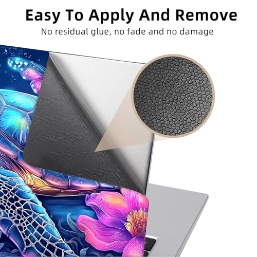 Aesthetic Laptop Skin Cover,12-15.6 Inch Universal Vinyl Sticker Decal,Waterproof Scratch-Resistant Notebook Wrap,Removable Residue-Free Protector,Cosmic Turtle Flowers - color: Cosmic Turtle Flowers