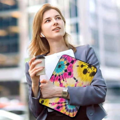 Laptop Sleeve Bag 15.4 15.6 Inch,Tie Dye Pattern Abstract Yellow Blue Protective Polyester Computer Cases Laptop Cover Briefcase Bag Tablet Travel Cover - color: LPS-025