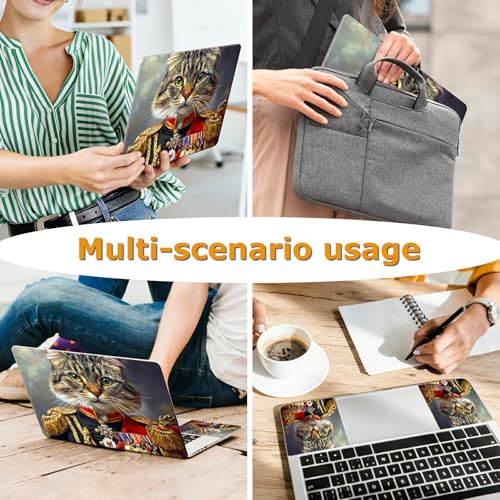 Universal Laptop Skin Sticker with 2 Wrist Pad Decals, 3-Piece Removable Vinyl Laptop Cover, Officer Cat Waterproof Anti-Scratch, Easy-Trim Fit for 13.3" 14" 15.6" Laptops - color: Officer Cat