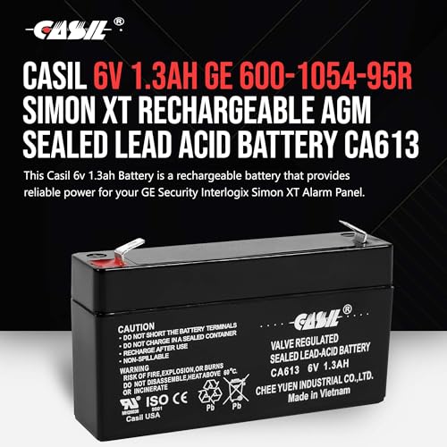 Casil 6v 1.3ah ge 600-1054-95r Simon xt Rechargeable AGM Sealed Lead Acid Battery CA613