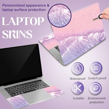SUPERDANT Laptop Skin Sticker Pink Beach Laptop Decals Personalized Universal Notebook Computer Wrap Vinyl Skin Stickers Cover Art Decal Removable 12-15.6 Inch Waterproof Scratch-Resistant Gifts - style: Pink Beach