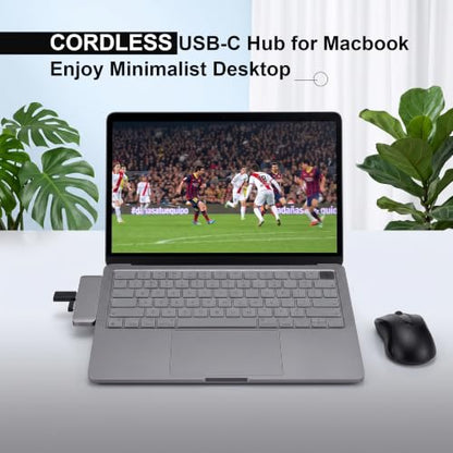 Compact USB C Hub for MacBook Pro/Air/Neo, Laptops, Tablet, Game Consoles | Cordless plug-in design, slim compact size for one-hand use. Snug fit avoids bumps & friction, great for travel & office