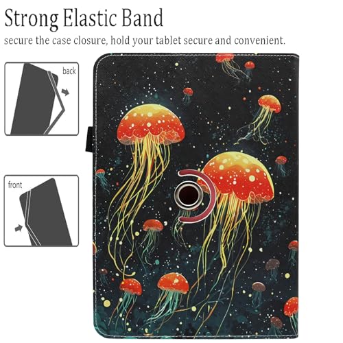Universal 10 10.1 Inch Android Tablet Case, Dluggs 360 Degree Rotating Multi-Angle Viewing Stand Universal Case Cover for 10 10.1 and All 9.5-10.5 Inch Tablet, Jellyfish - color: Jellyfish