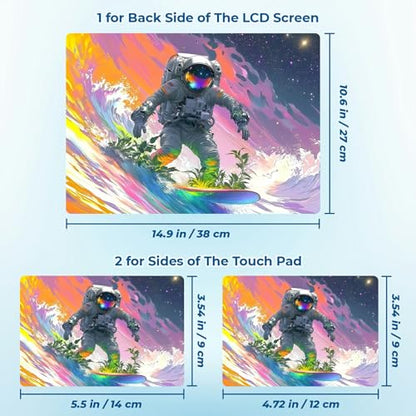 Reusable Universal Laptop Skin Sticker, Cut to Fit for 11.6–15.6 Inch Laptops, Waterproof Protective Film, No-Residue - Cosmic Surf Rider - color: Cosmic Surf Rider