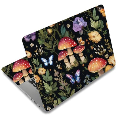 SUPERDANT Mushroom Butterfly Laptop Skin 3 Pcs Main Touchpad Decals Removable PVC Sticker for 12 13 14 15 15.6 inch Notebook Colorful - style: Mushroom And Butterfly
