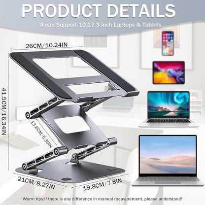 Laptop Riser,Ergonomic Laptop Stand,3-Tier Foldable Laptop Stand,Steel,Can Bear 4KG,Reading and Easy Carrying,for 10-17.3'' Inches Laptop