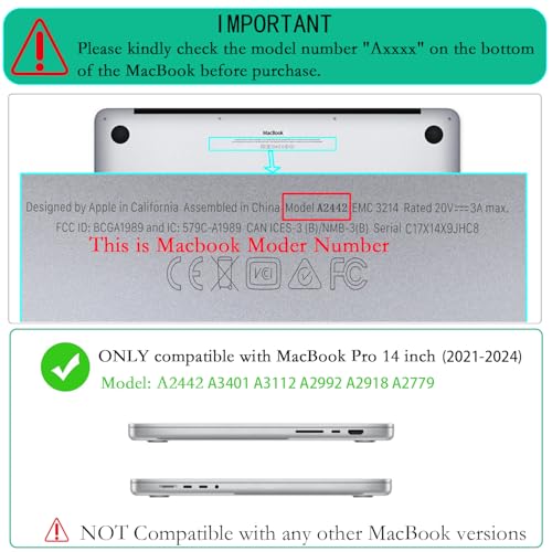 LanBaiLan Compatible with MacBook Pro 14 inchM4 2024 2023 2022 2021 Model M4 A3112 A3185 A3401 M3 A2918 A2992 M2 A2779 M1 A2442, Protective Case & Keyboard Cover, Art Flower - color: Art Flower