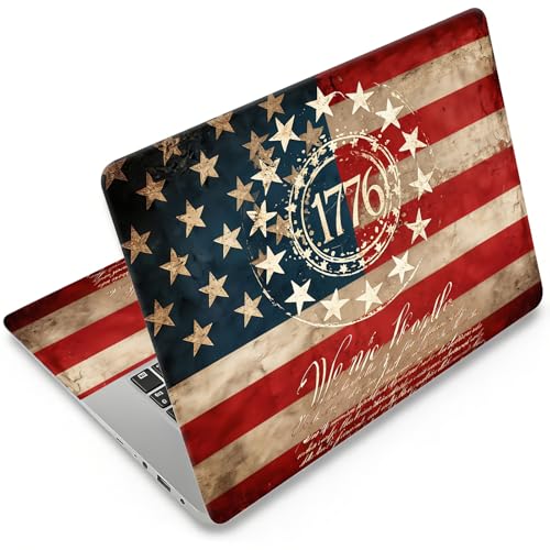 Laptop Skin 12.1-15.6 inch Removable Universal Reusable Laptop Sticker Decal,Waterproof No Residue Vinyl Cover,Scratch-Resistant Cuttable Full Wrap Sticker for Notebook, 1776 Vintage American Flag - color: 1776 Vintage American Flag