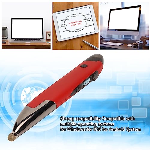 Wireless Pen Mouse, Rechargeable 2.4G Dual Mode Handwriting Stylus with Touch Head for PC Laptop iOS (Red) - color: Red