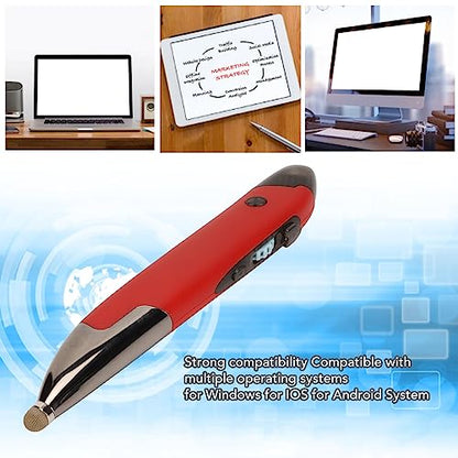Wireless Pen Mouse, Rechargeable 2.4G Dual Mode Handwriting Stylus with Touch Head for PC Laptop iOS (Red) - color: Red