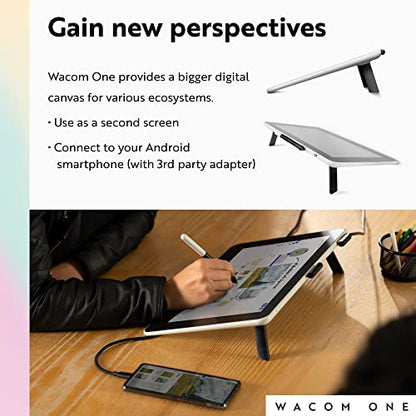 Wacom One HD Creative Pen Display, Drawing Tablet with Screen, 13.3" Graphics Monitor; Works with Mac, PC & Chromebook, Photo/Video Editing, Drawing & Education Old Gen (2019)