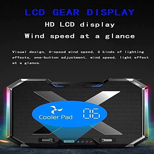 TOEWOE Laptop Cooling Pad, RGB Lights Laptop Cooler 6 Fans for Up to 17.3 Inch Laptops, Notebook Cooler, 7 Height Stands, 2 USB Ports