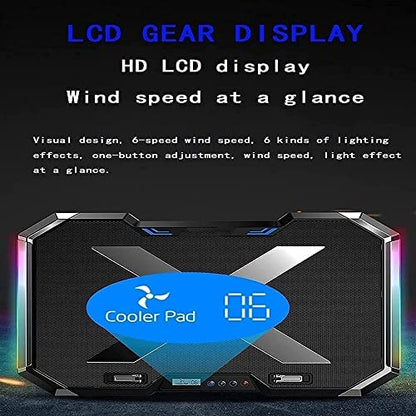 TOEWOE Laptop Cooling Pad, RGB Lights Laptop Cooler 6 Fans for Up to 17.3 Inch Laptops, Notebook Cooler, 7 Height Stands, 2 USB Ports