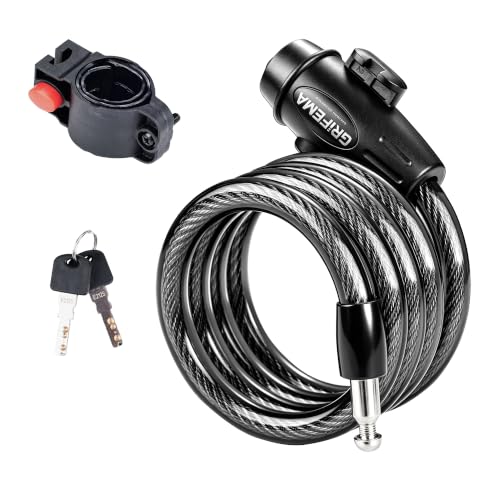 Heavy Duty Anti-Theft Bike Cable Lock, 4FT Long 1/2 Inch Thick, Key Lock with Mounting Bracket for E-Bike, Scooter, Bicycle, Gate, Fence & Outdoor Use