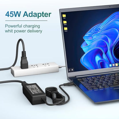 45W USB-C Laptop Charger Compatible with HP Chromebook X360 11 14 14-ca051wm 14-ca052wm 14-ca091wm 14-ca0061dx Type C Power Supply Adapter