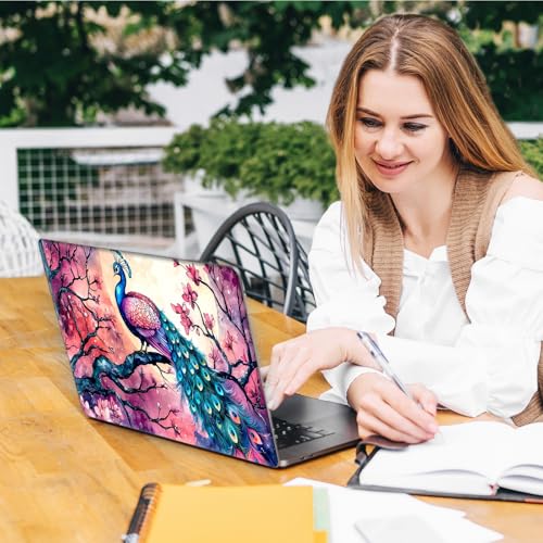 Laptop Skin Sticker Decal, Universal Reusable Vinyl Laptop Cover for 12" 13" 13.3" 14" 15" 15.4" 15.6" Notebook PC, Waterproof Scratch-Resistant with 2 Wrist Pads, Easy to Apply & Remove,Art Peacock - color: Art Peacock