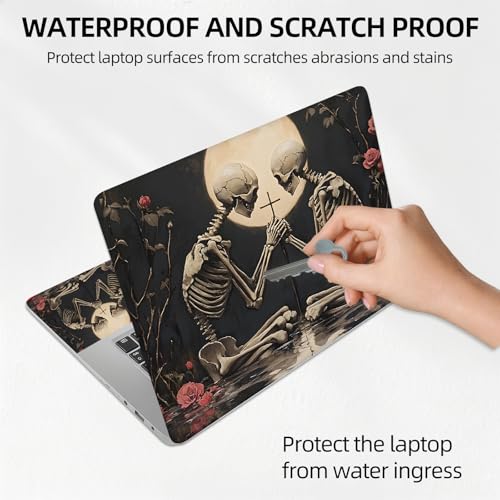 Skeleton Lovers Rose Garden Universal Laptop Skin Sticker 3PCS, Protective Decal Trim-to-Fit 11.6" 13.3" 14" 15.6" Laptop Vinyl Cover, Removable Anti-Scratch Computer Decal Protector - color: Skeleton Lovers Rose Garden