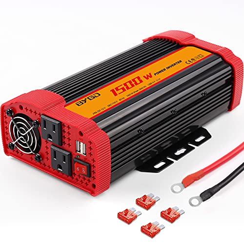 1500W Power Inverter DC 12V to 110V AC Converter and Peak Power 3000W Car Inverter with 4.2A Dual USB Ports Quick Charging Car Charger, Solar Inverter ETL Listed - size: 1500 Watt/Modified Sine Wave