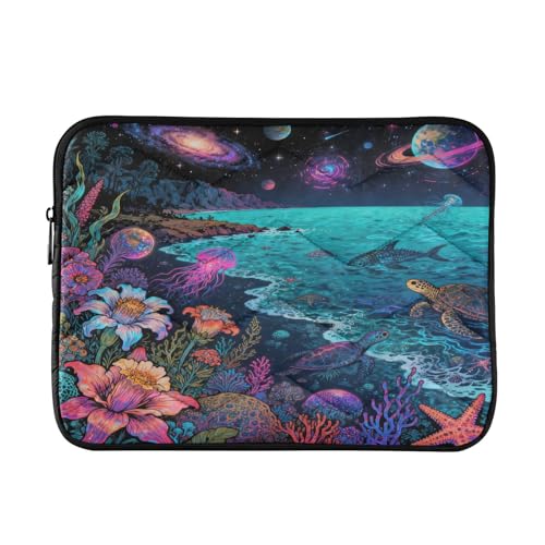 Marine and Space 15-16 Inch Quilted Laptop Sleeve Case Soft Notebook Protector Bag Computer Carrying Case - color: marine and space, size: Large