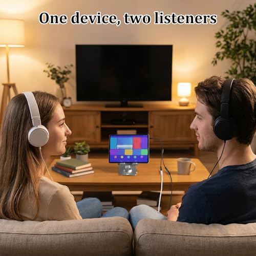 2 Pack 3.5mm TRRS Splitter for 2 Headphones Aux Splitter1 in 2 Out Dual Female Headset Adapter Audio Jack Splitters for Audio Mic Headset Split Y Cord Two Way for Phone Tablet Laptop