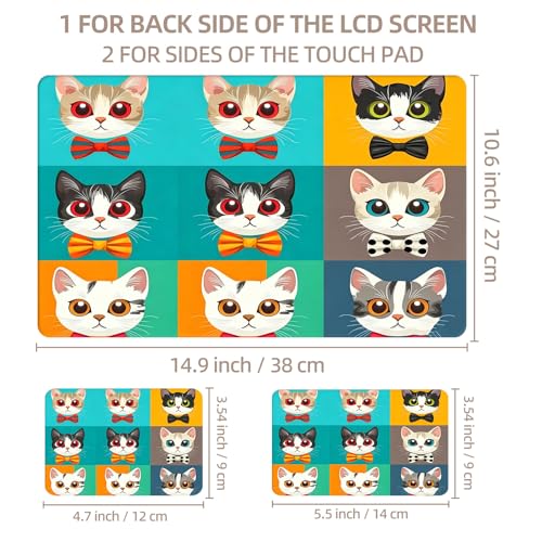 Universal Laptop Skin Sticker for 12/13/14/15.6 Inch Laptops, Reusable Vinyl Laptop Decal Cover, Waterproof Scratch Resistant Notebook Skin with 2 Wrist Pads,Cute Cat Head - color: Cute Cat Head