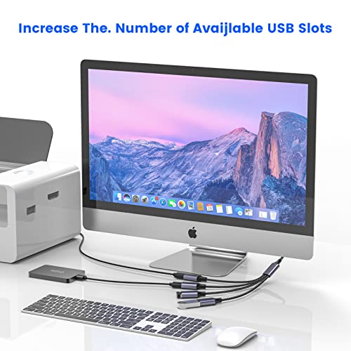 USB Splitter, 4-Port USB 2.0 Electronic Adapter, Multi-Socket USB Hub for Data Transfer and Power Charging, Compatible with Keyboard, Desktop, Television, Laptop, Printer, Car, U Disk, and TV | Multi-Socket USB Hub High-Speed Data Transfer Compatible with