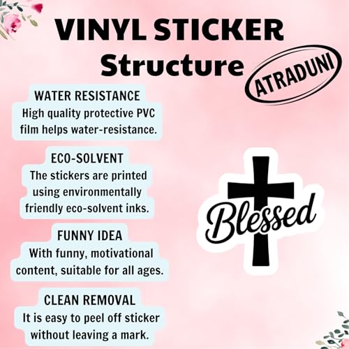 (3Pcs) Blessed Stickers Christian Inspirational Bible Verse Quote Religious Scripture Prayer Gifts Waterproof Vinyl Decal for Kindle Water Bottle Bumper Car Hard Hat Phone Laptop Size 3" - color: Blessed