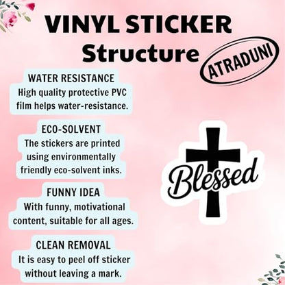 (3Pcs) Blessed Stickers Christian Inspirational Bible Verse Quote Religious Scripture Prayer Gifts Waterproof Vinyl Decal for Kindle Water Bottle Bumper Car Hard Hat Phone Laptop Size 3" - color: Blessed