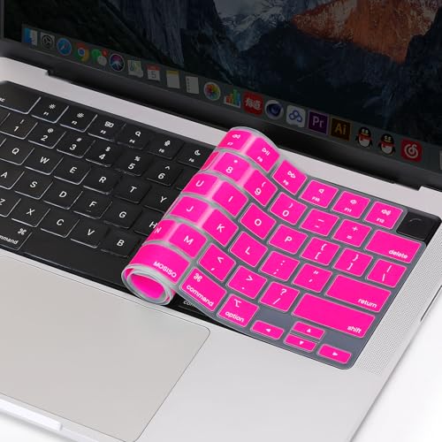 MOSISO Keyboard Cover Skin Compatible with MacBook Air 15 inch M3 M2 | A3114 A2941/Air 13.6 A3113 A2681/Pro 14/16 M4 M3 M2 M1, Bright Rose - color: Bright Rose
