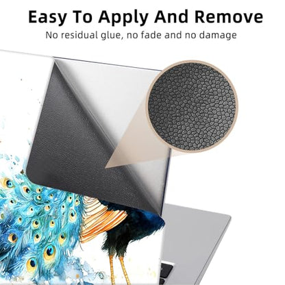 Aesthetic Laptop Skin Cover,12-15.6 Inch Universal Vinyl Sticker Decal,Peacock Watercolor Art Waterproof Scratch-Resistant Notebook Wrap,Removable Residue-Free Protector - color: Peacock Watercolor Art