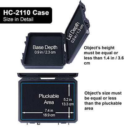 Lykus HC-2110 Mini Hard Case Dry Box with Foam Insert, Interior Size 8.27x5.91x1.46 inch, IP66 Splash-Proof - color: Black, size: HC-2110