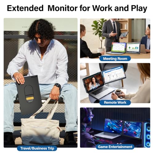 CIDETTY Laptop Screen Extender Monitor Portable, 14" Ultra-Thin Dual Laptop Monitor FHD 1080P IPS, USB-C/HDMI Plug & Play Travel Monitor for 13-17" Laptops, Compatible with Wins/Mac/Chrome/Switch