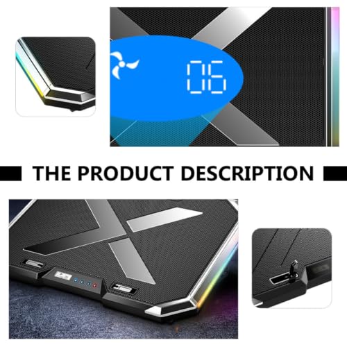 ibasenice RGB Laptop Cooling Pad with Touch Control, Height Adjustable Alloy Stand, Ventilated Support for Gaming Laptops, Quiet Fan with Colorful Lighting and 7-Angle Adjustment