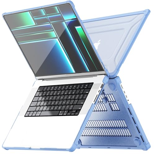 Batianda Heavy Duty Case for New MacBook Pro 16 inch 2026 M5 2024 M4 M3 M2 M1 Pro Max Chip - Starry Dot-Matrix Cover with PU Leather Spine & Foldable Stand - Full Protection Anti-Collision, Blue - color: Blue
